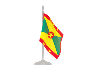Flag of grenada with flagpole. 3d render