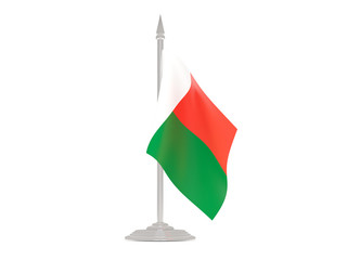 Flag of madagascar with flagpole. 3d render