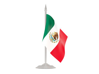 Flag of mexico with flagpole. 3d render