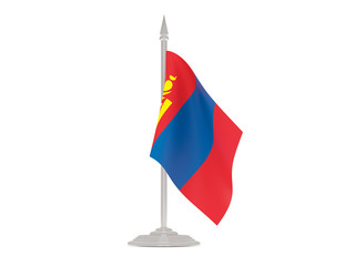 Flag of mongolia with flagpole. 3d render