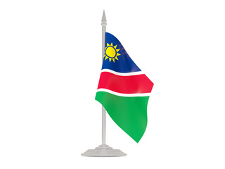 Flag of namibia with flagpole. 3d render