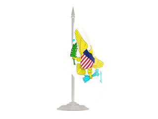 Flag of virgin islands us with flagpole. 3d render