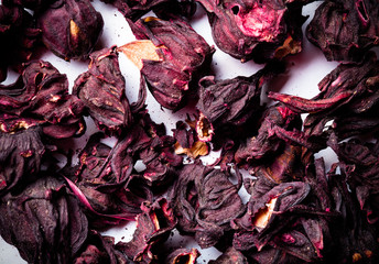 Hibiscus tea as texture for background. Toned