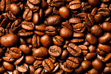 Coffee beans as texture for background. Toned