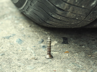 Metal spike and tire