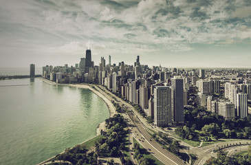 Chicago Skyline aerial view