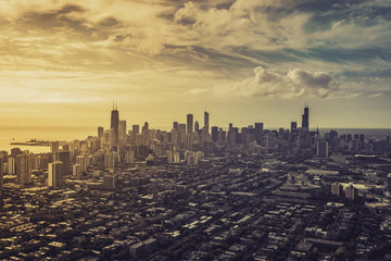 Aerial view od Chicago Downtown - obrazy, fototapety, plakaty