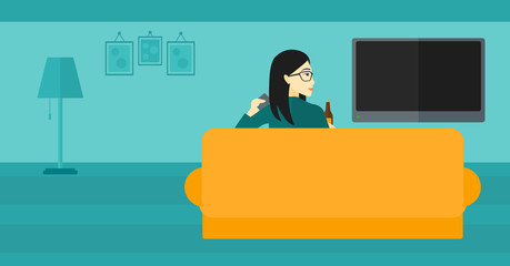 Woman watching TV.