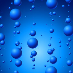 Bubbles in water on blue background