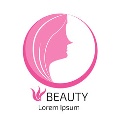 abstract logo woman face design, head, hair, for beauty salon, s