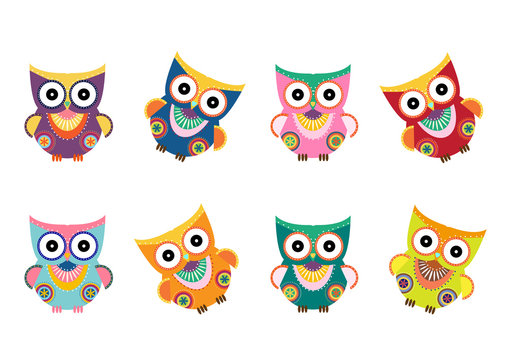 Owls on branch at day,Design for cards