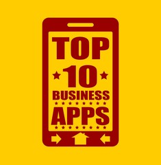 Top ten business apps text on phone screen.