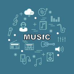 music minimal outline icons