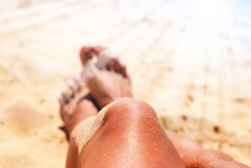 Beautiful Suntan Female Legs Dark Skin Sun Rays
