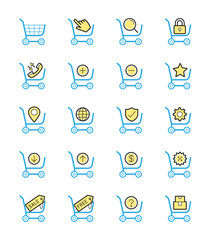 Shopping Cart icon, Monochrome color - Vector Illustration
