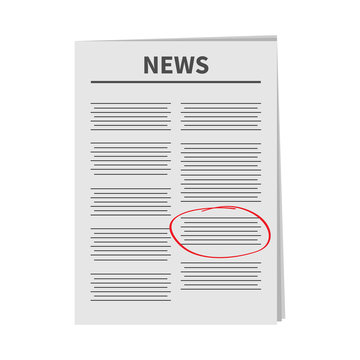 Newspaper icon Red pen skrible mark Flat design Isolated White background