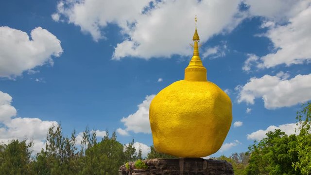 The Golden Rock  at Wat Saman Rattanaram Temple in Chachoengsao, Thailand