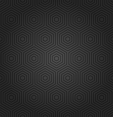 Geometric fine abstract dark background with black hexagons. Seamless modern pattern