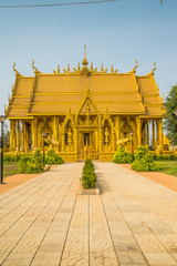 gold color church of Wat Pak Nam Jolo- Bang Khla Chachoengsao