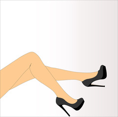 Beautiful female legs with colorful heels. Vector illustration.
