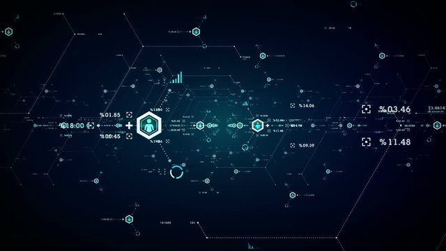 Internet Data Ports - People and the networks of data that connect them floating through abstract cyber space. All clips loop seamlessly. Available in multiple colors.