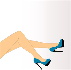 Beautiful female legs with colorful heels. Vector illustration.