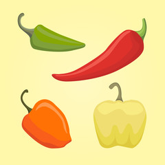 Pepper set, vector illustration