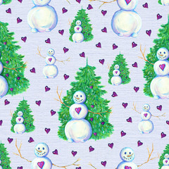 Fototapeta na wymiar Seamless background with Snowman