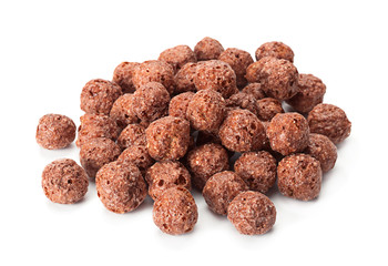 Cocoa corn balls snack on white