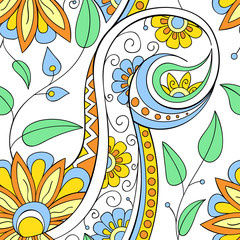 Obraz premium Floral ornamental doodle pattern