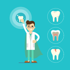 Dentist with tooth icon isolated, vector illustration