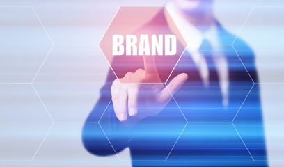 businessman pressing button on virtual screens