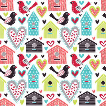 Fototapeta Romantic vector seamless pattern