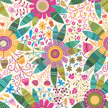Fototapeta Seamless floral pattern