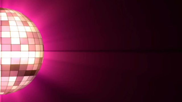 Disco Ball. Halb disco ball violet color and shine. Looping