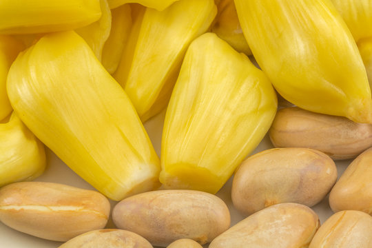 gousses et grains de jaques, fruit du jaquier