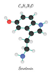 C10H12N2O serotonin molecule