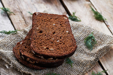 Three pieces of bread and dill