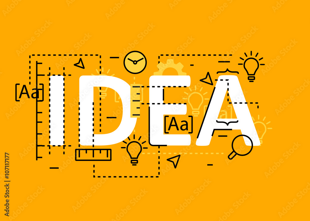 Wall mural idea concept flat line design with icons and elements. modern idea concept vectors collection. thin 