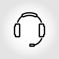 Vector black headset icon. Headset Icon Object, Headset Icon Picture, Headset Icon Image - stock vector