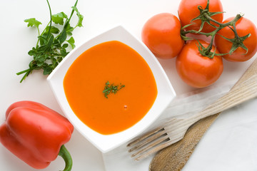 Tomato coulis sauce with bell pepper