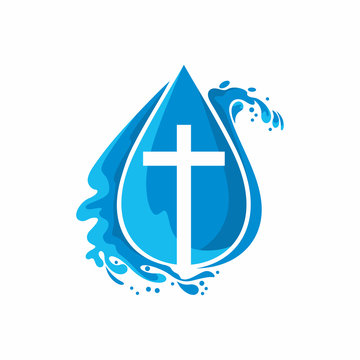 Logo church. Christian symbols. A drop. Jesus - the source of living water.