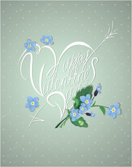 Valentine's day retro style card with handwritten text Happy Val