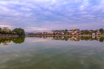 Fototapeta na wymiar river of Mandalay cityscape in Kyaing tong at Myanmar (Burma)