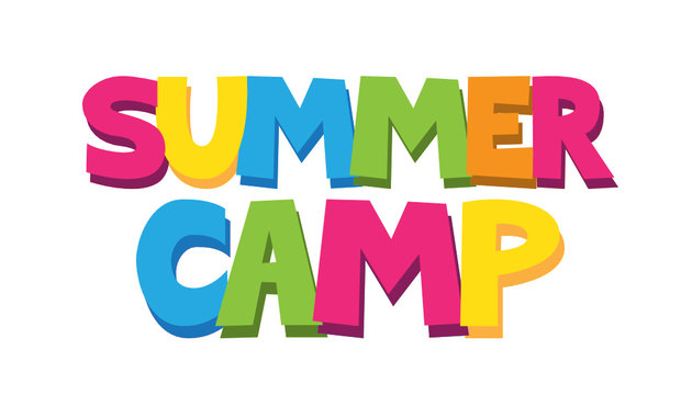 "SUMMER CAMP" Cartoon Style Colourful Vector Lettering