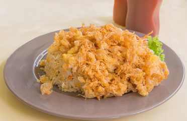 Egg Fried Rice with omelet on table