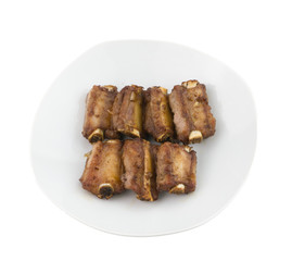 Grilled pork ribs.horizontal view from above