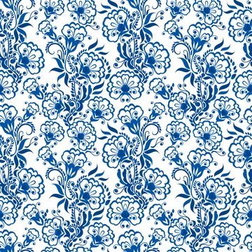 Seamless blue floral pattern. Background in the style of Chinese Stock  Vector