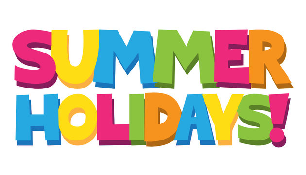 "SUMMER HOLIDAYS" Cartoon Style Colourful Vector Lettering