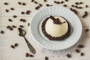 Chocolate mousse cake with heart decoration